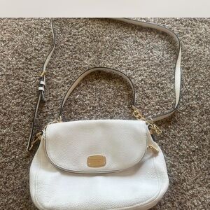 Michael Kors White and Gold Crossbody Bag with Quilted Texture